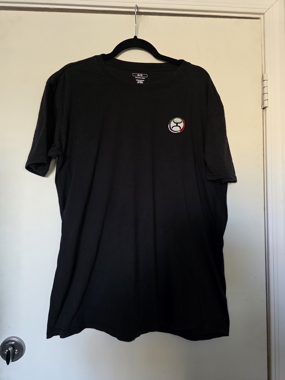 Hooey Black Short Sleeve Tee with Small Multicolor Chest Patch